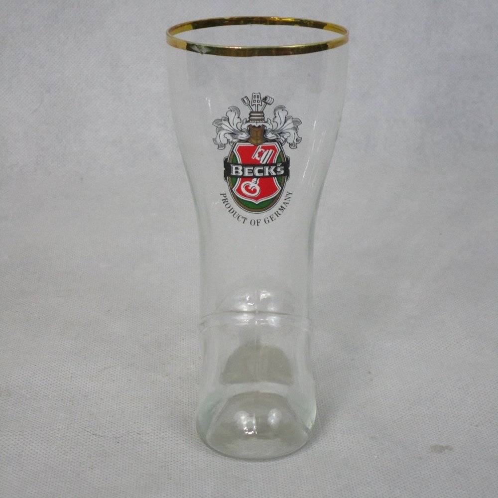 BECK'S Boot Beer Glass with Gold Trim